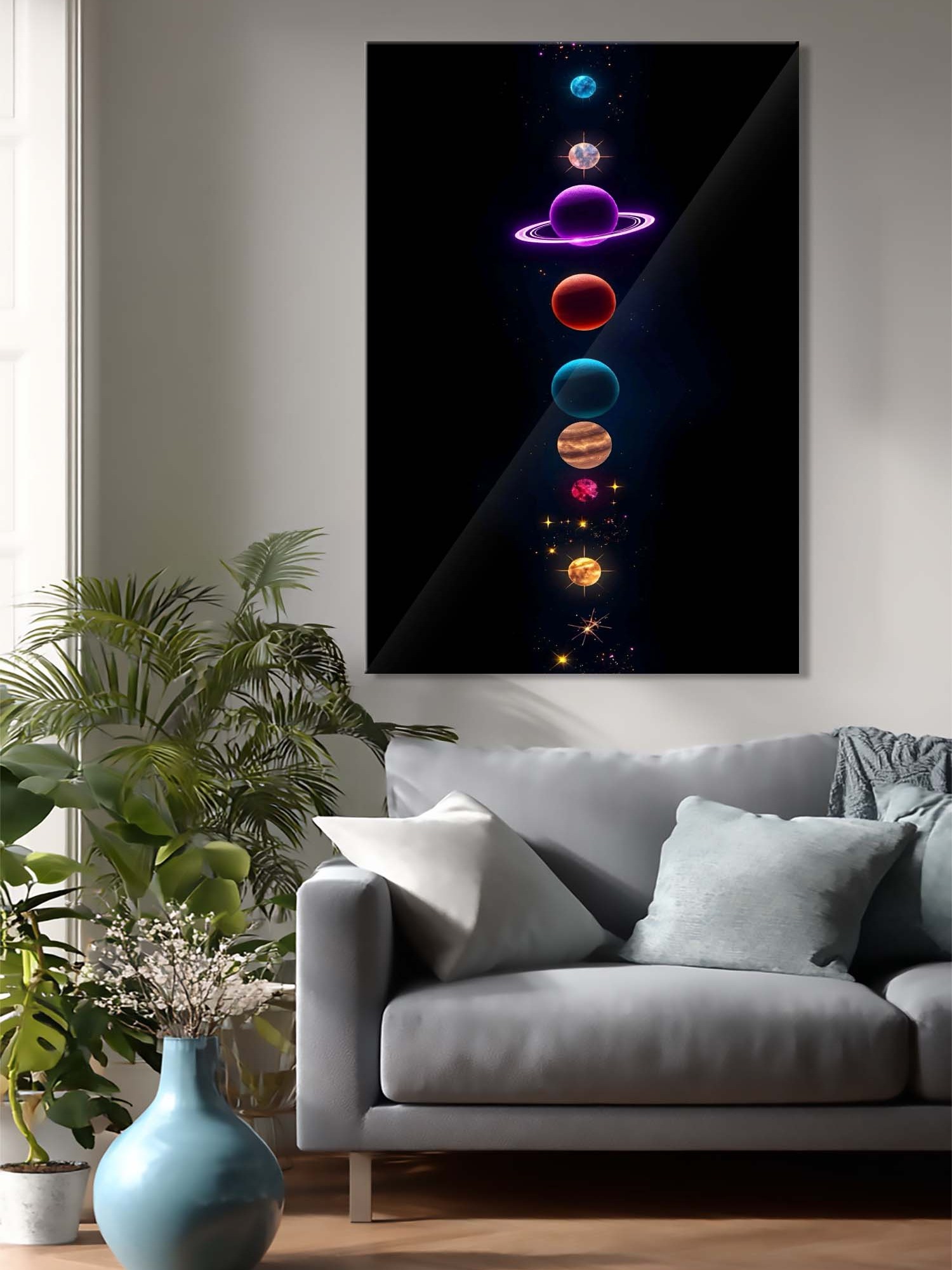 Güneş Sistemi Dizilimi - Kozmik Gezegenler Cam Tablo
