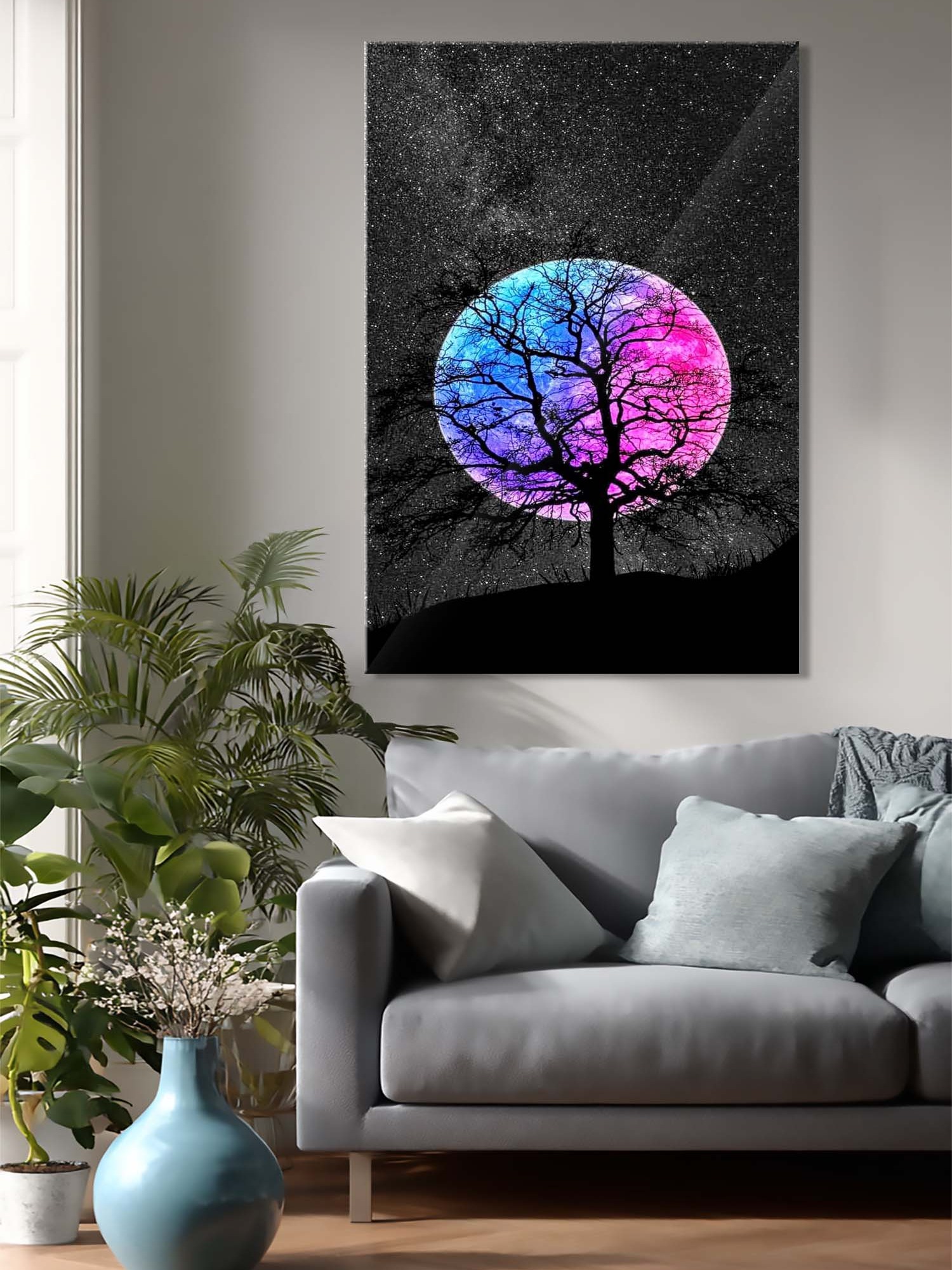 Galaktik Ağaç - Kozmik Ay Cam Tablo